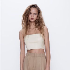 Zara Faux Leather Crop Top S